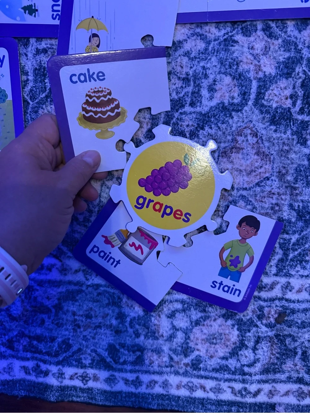 Children's Purple Phonics Puzzle Cards - Early Reading Game
